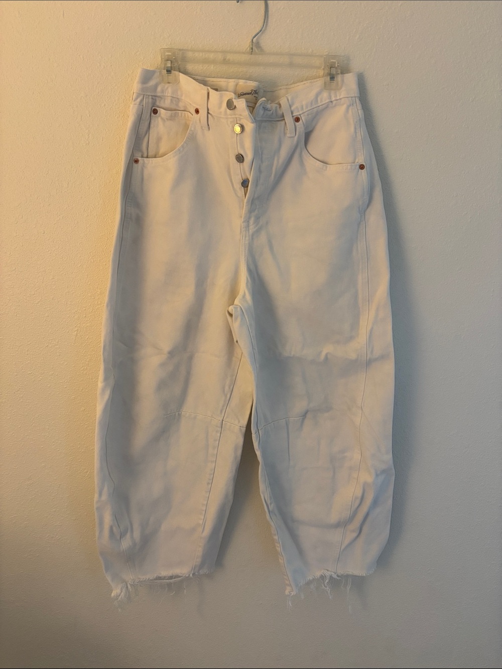 Women's High-Waist White Barrel jeans